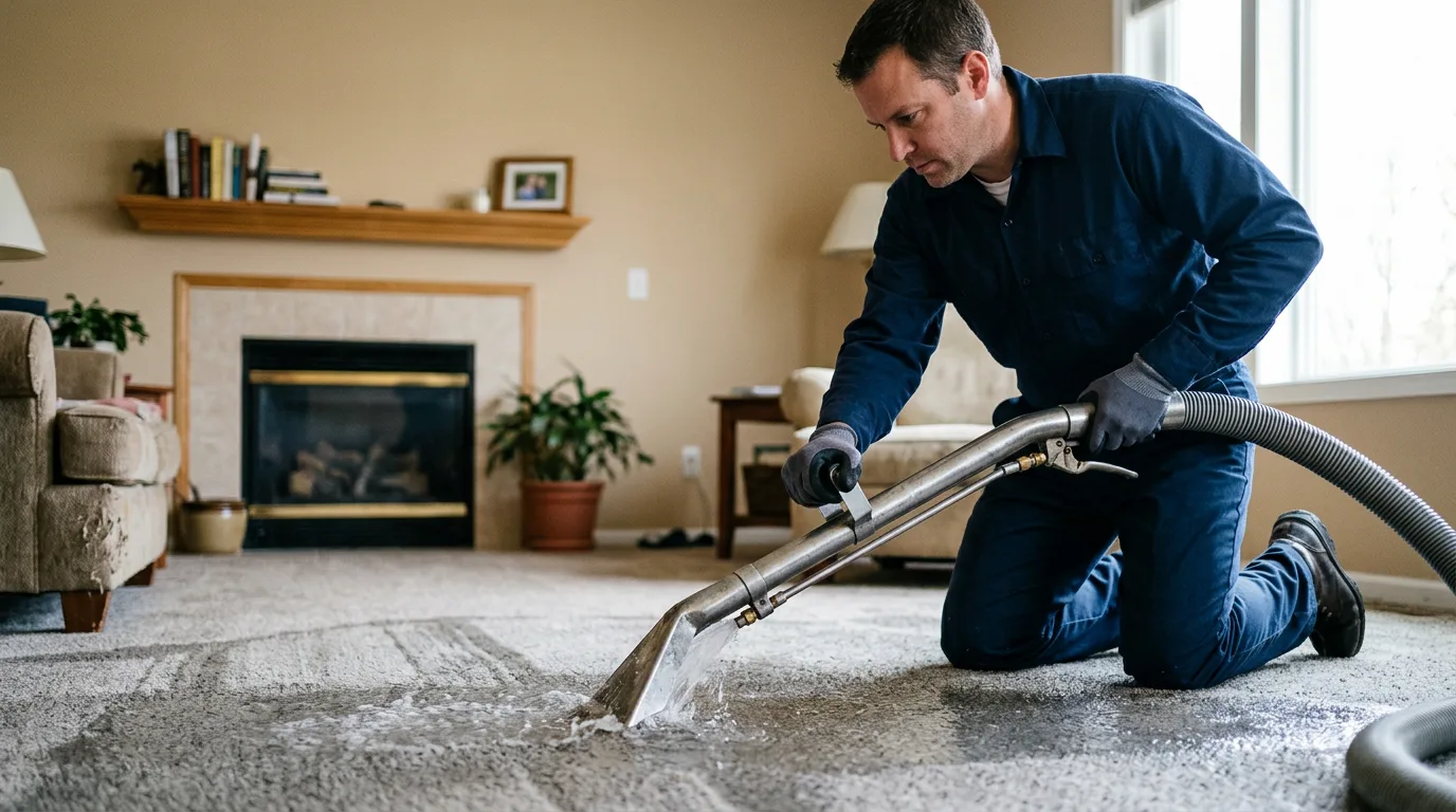 Water damage restoration technician working near Viola, WI